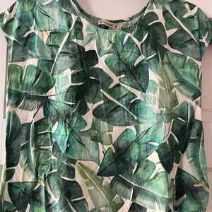 Marine Layer Green Leaf Print Women's Blouse